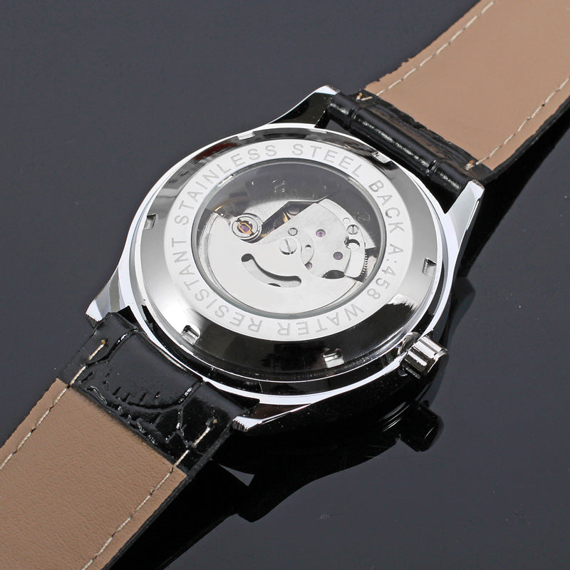 Automatic Mechanical Calendar Watch – Unisex Casual Leather Wristwatch