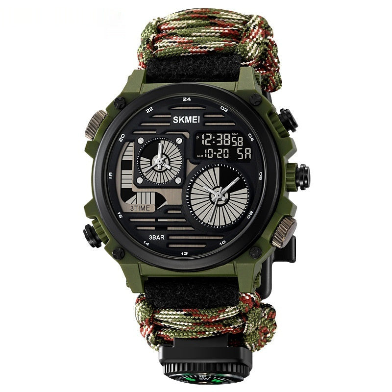 Mens Outdoor Exploration Multi-Function Waterproof Silicone Paracord Watch
