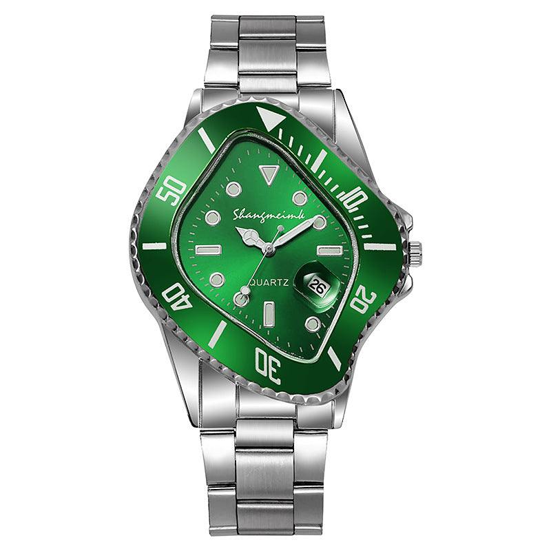 Twisted Water Green Submariner-Style Quartz Watch – Men’s Fashion Waterproof Wristwatch