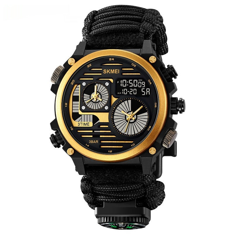 Mens Outdoor Exploration Multi-Function Waterproof Silicone Paracord Watch